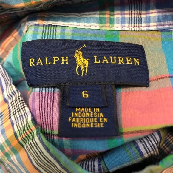 RALPH LAUREN Plaid Cotton Button-Up Shirt - Size 6 - Picture 3 of 3